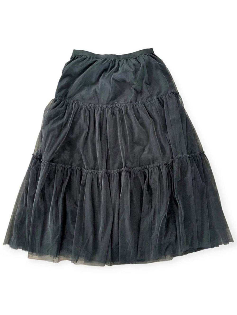 Eclipse Black Tiered Mesh Tulle Maxi Skirt Fairy Goth